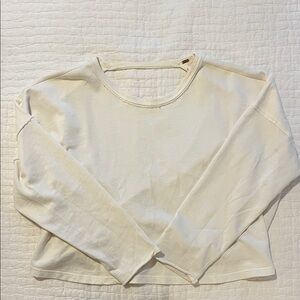 Free People Open Back Cream Long Sleeve Top